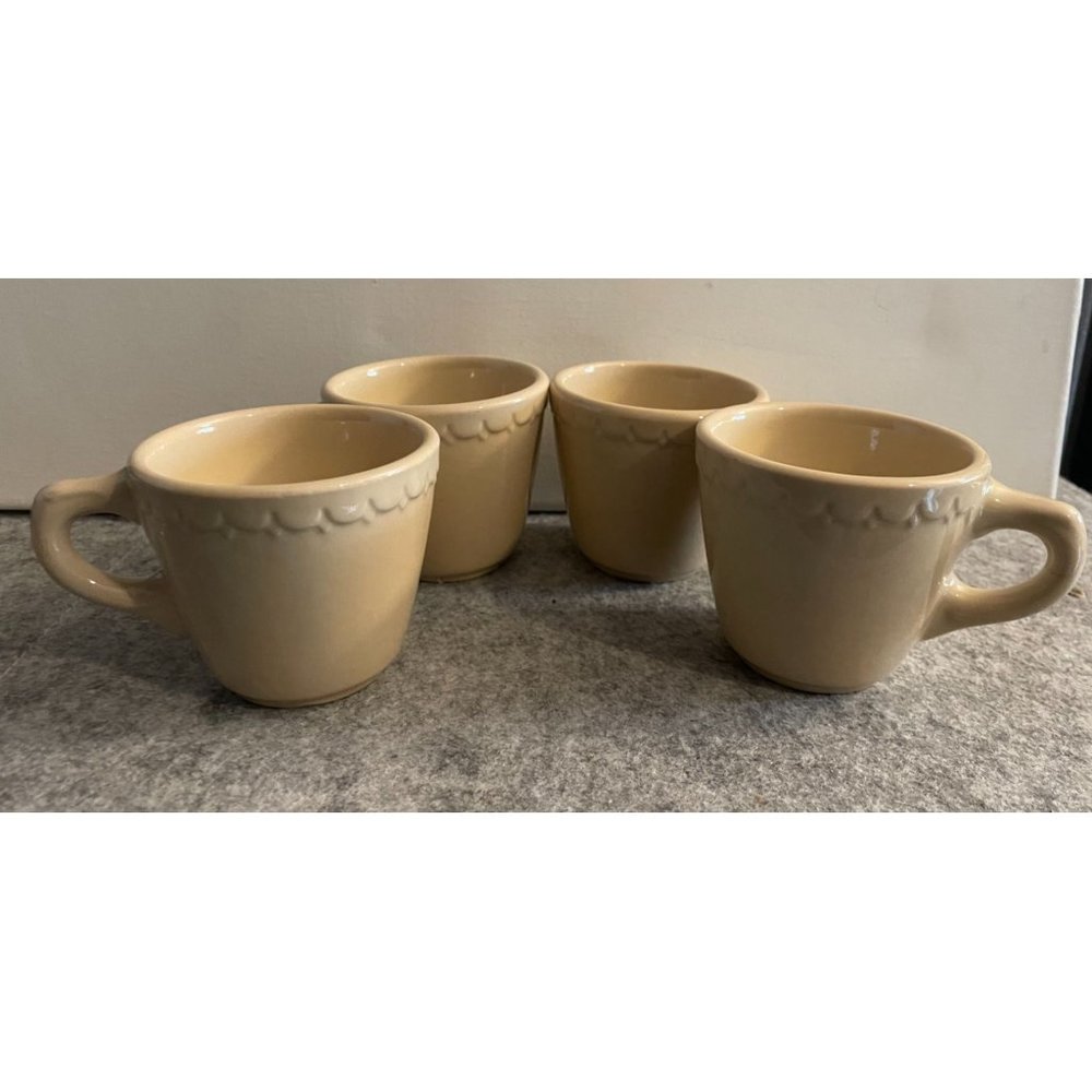 4 Vintage Syracuse China Econo Rim Restaurant Ware Tan Coffee Cups  # 1690